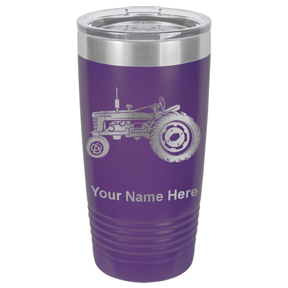 20oz Vacuum Insulated Tumbler Mug, Old Farm Tractor, Personalized Engraving Included