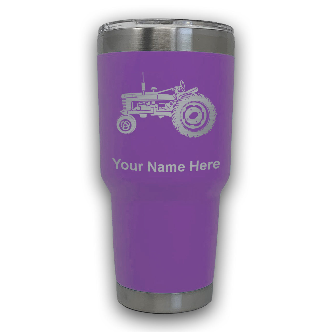 LaserGram 30oz Tumbler Mug, Old Farm Tractor, Personalized Engraving Included