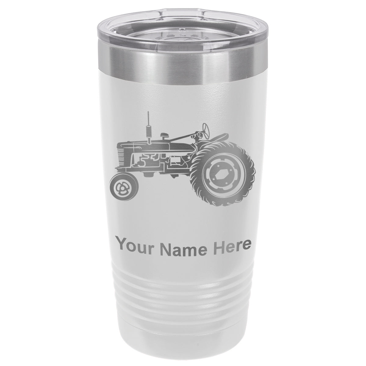 20oz Vacuum Insulated Tumbler Mug, Old Farm Tractor, Personalized Engraving Included