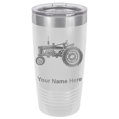 20oz Vacuum Insulated Tumbler Mug, Old Farm Tractor, Personalized Engraving Included