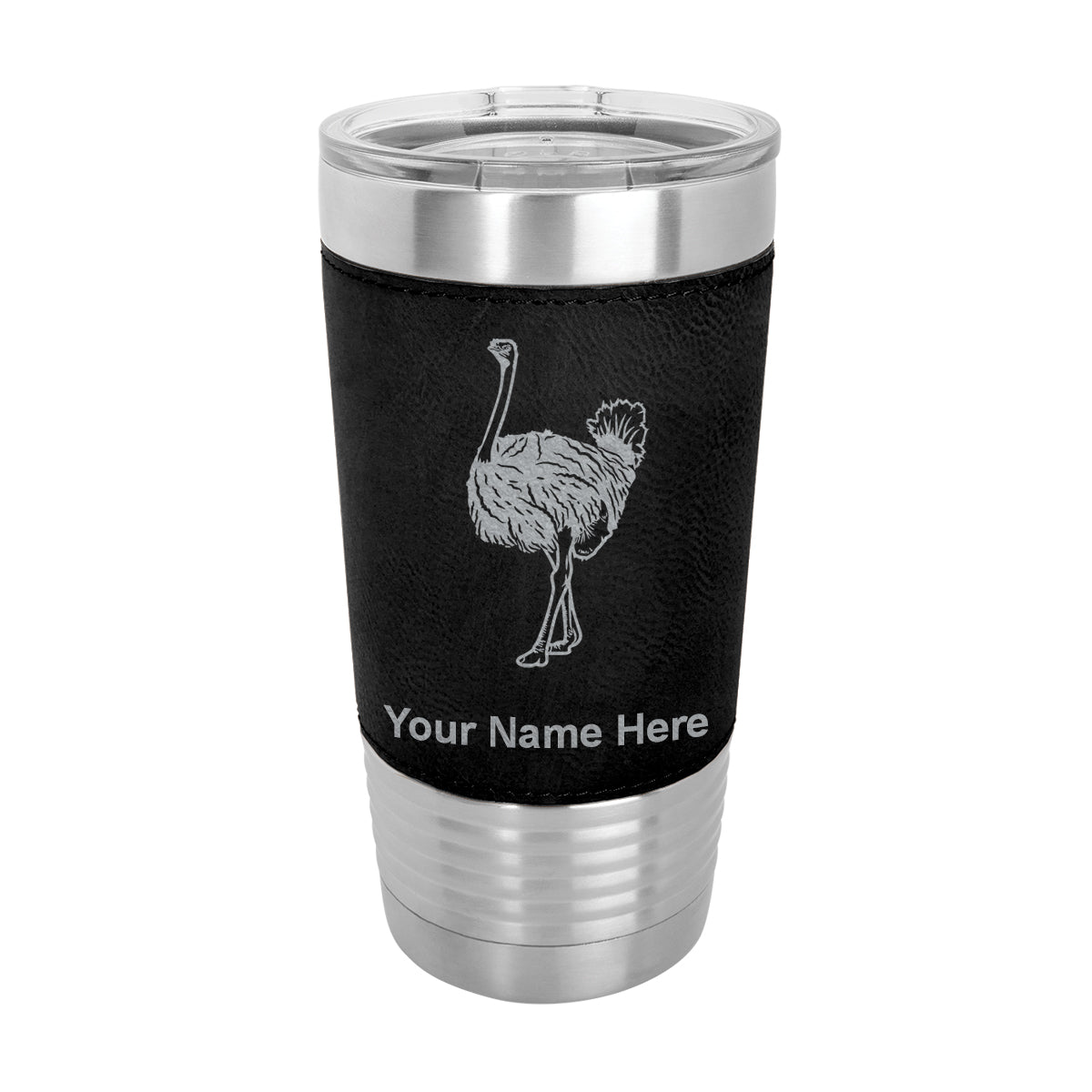 20oz Faux Leather Tumbler Mug, Ostrich, Personalized Engraving Included - LaserGram Custom Engraved Gifts