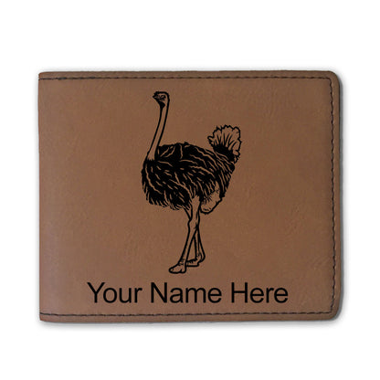 Faux Leather Bi-Fold Wallet, Ostrich, Personalized Engraving Included