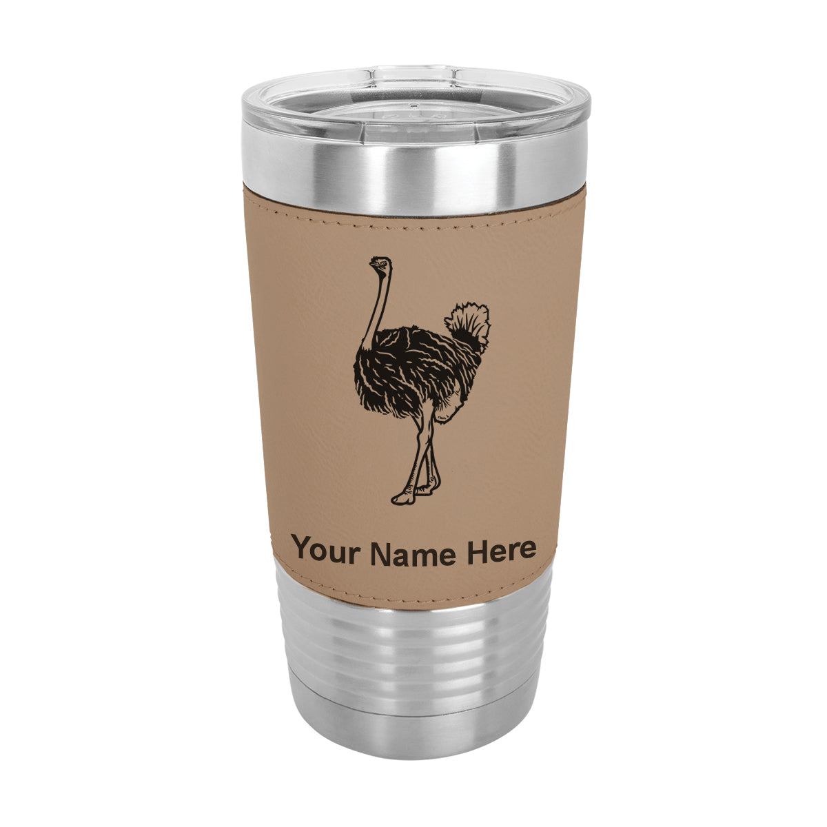 20oz Faux Leather Tumbler Mug, Ostrich, Personalized Engraving Included - LaserGram Custom Engraved Gifts