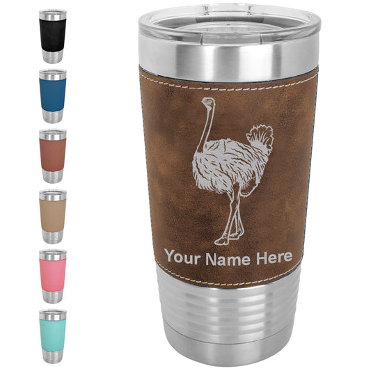20oz Faux Leather Tumbler Mug, Ostrich, Personalized Engraving Included - LaserGram Custom Engraved Gifts