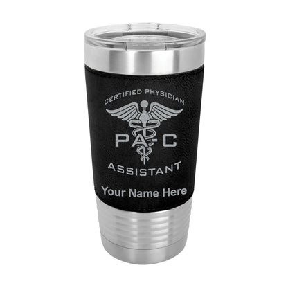 20oz Faux Leather Tumbler Mug, PA-C Certified Physician Assistant, Personalized Engraving Included - LaserGram Custom Engraved Gifts