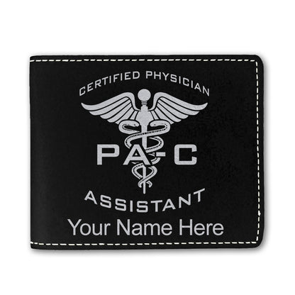 Faux Leather Bi-Fold Wallet, PA-C Certified Physician Assistant, Personalized Engraving Included