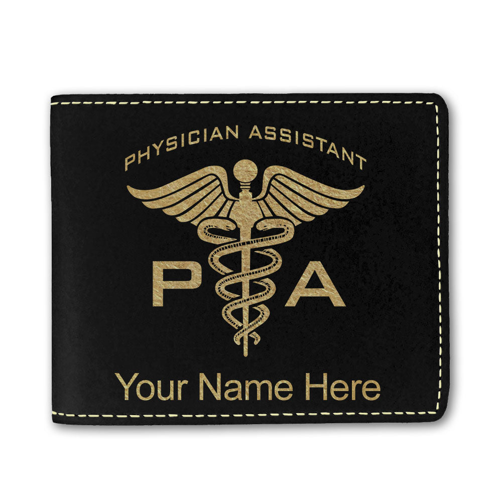 Faux Leather Bi-Fold Wallet, PA Physician Assistant, Personalized Engraving Included