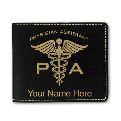 Faux Leather Bi-Fold Wallet, PA Physician Assistant, Personalized Engraving Included