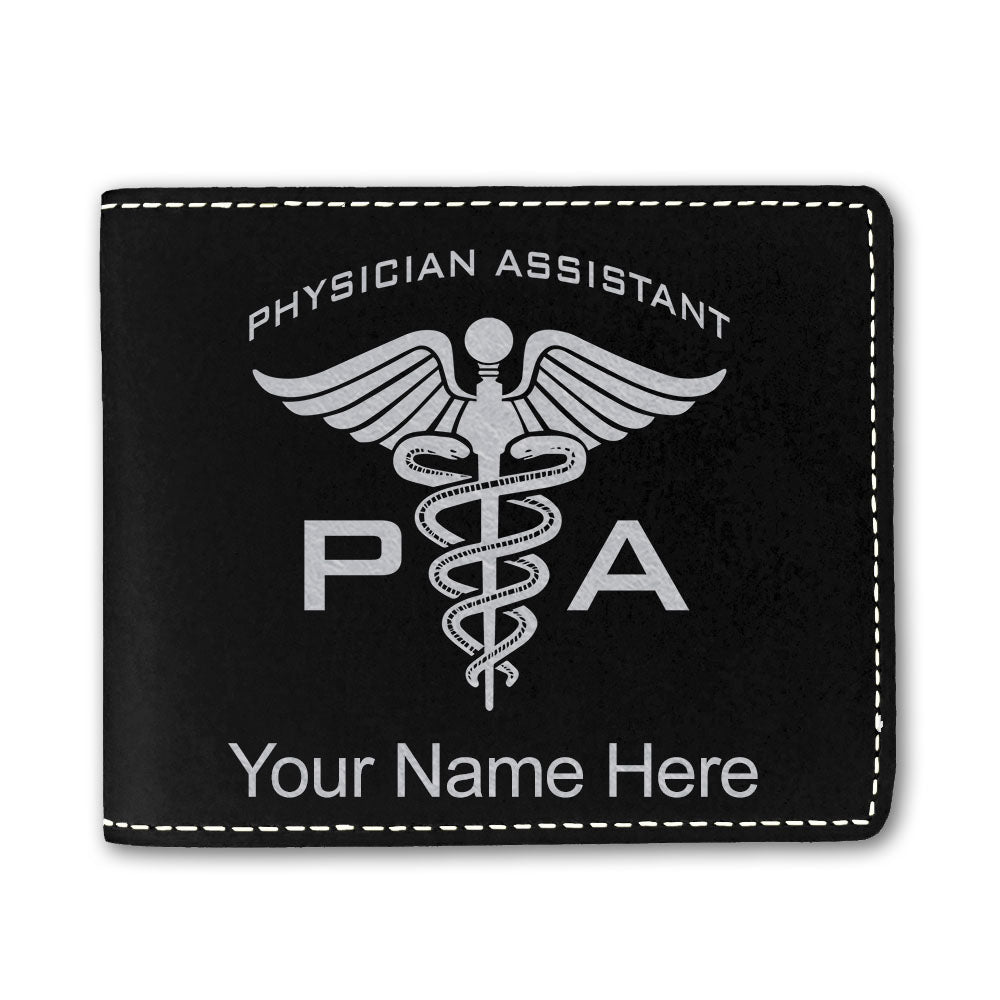 Faux Leather Bi-Fold Wallet, PA Physician Assistant, Personalized Engraving Included