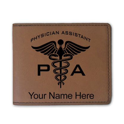 Faux Leather Bi-Fold Wallet, PA Physician Assistant, Personalized Engraving Included