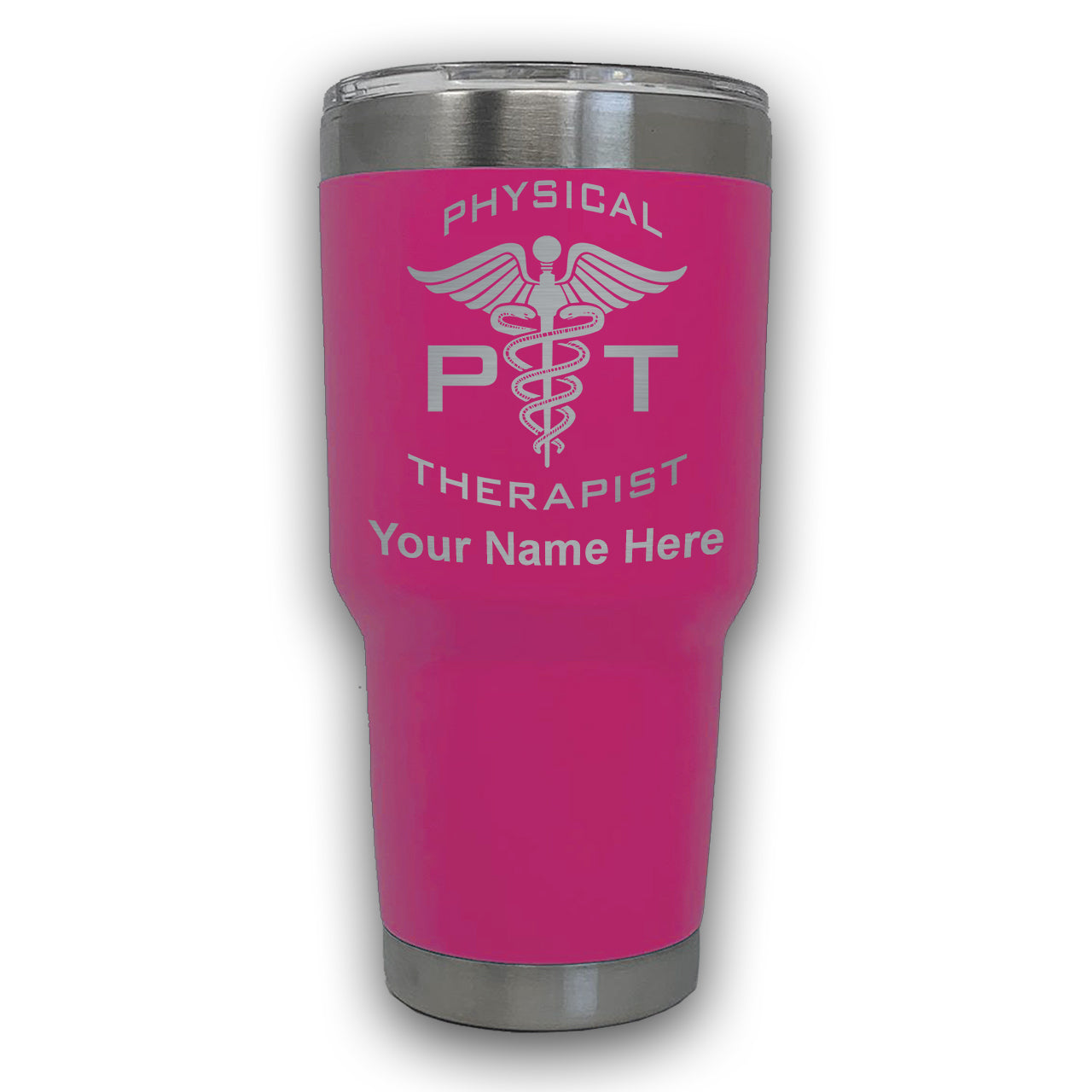 LaserGram 30oz Tumbler Mug, PT Physical Therapist, Personalized Engraving Included
