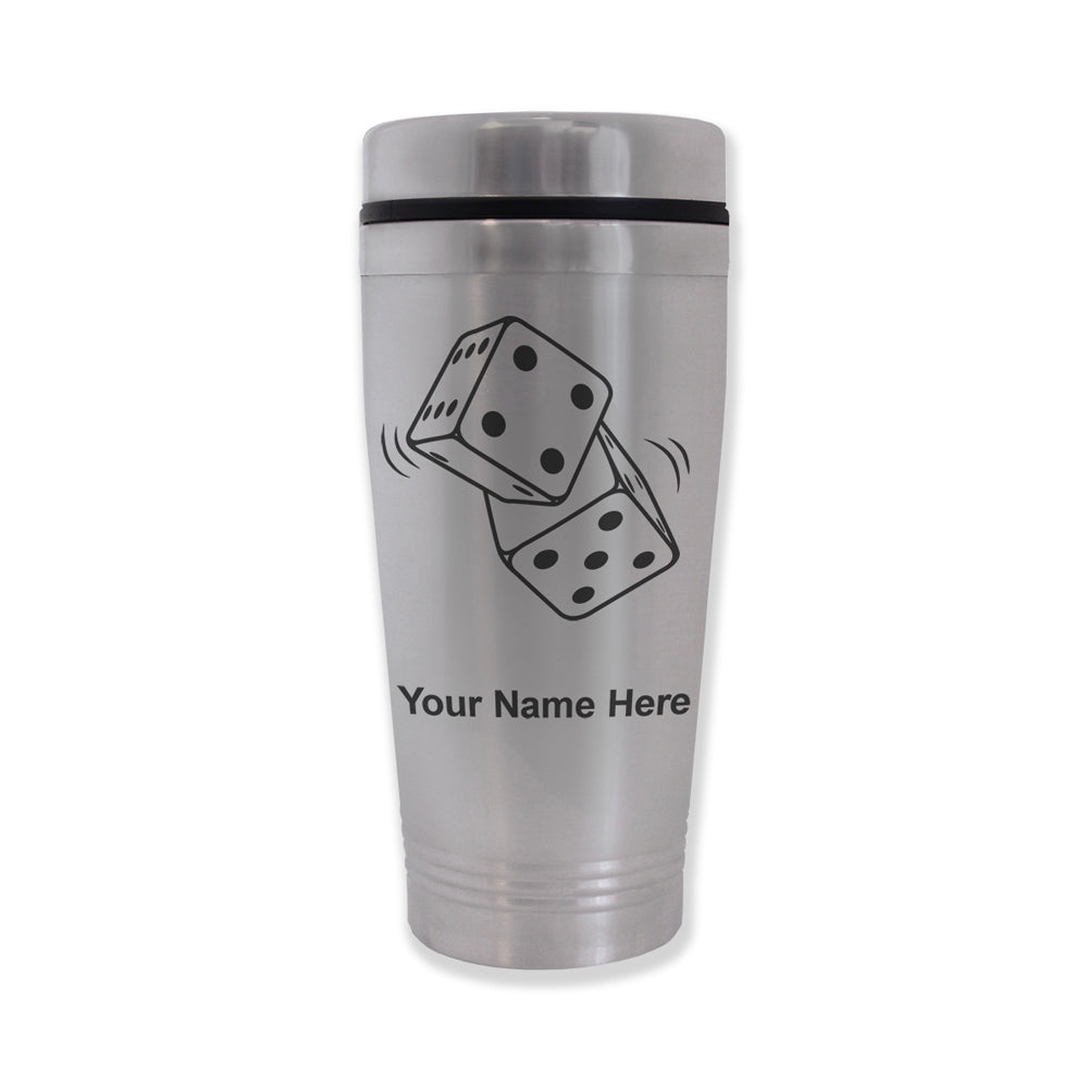 Commuter Travel Mug, Pair of Dice, Personalized Engraving Included