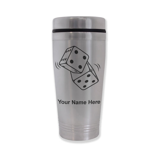 Commuter Travel Mug, Pair of Dice, Personalized Engraving Included