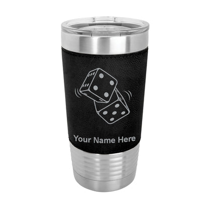 20oz Faux Leather Tumbler Mug, Pair of Dice, Personalized Engraving Included - LaserGram Custom Engraved Gifts