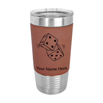 20oz Faux Leather Tumbler Mug, Pair of Dice, Personalized Engraving Included - LaserGram Custom Engraved Gifts