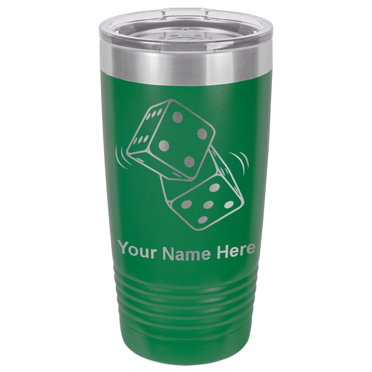 20oz Vacuum Insulated Tumbler Mug, Pair of Dice, Personalized Engraving Included