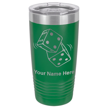 20oz Vacuum Insulated Tumbler Mug, Pair of Dice, Personalized Engraving Included
