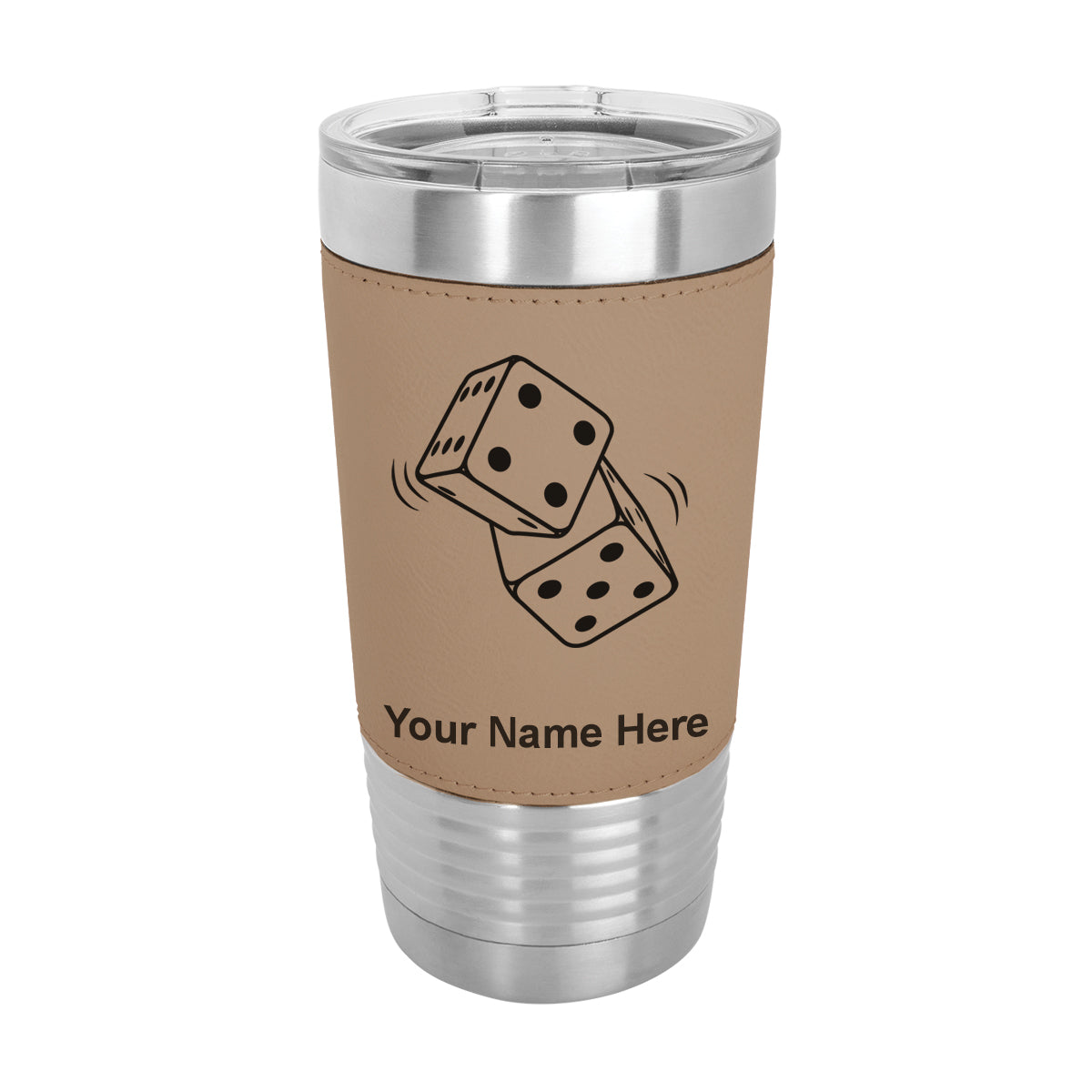 20oz Faux Leather Tumbler Mug, Pair of Dice, Personalized Engraving Included - LaserGram Custom Engraved Gifts