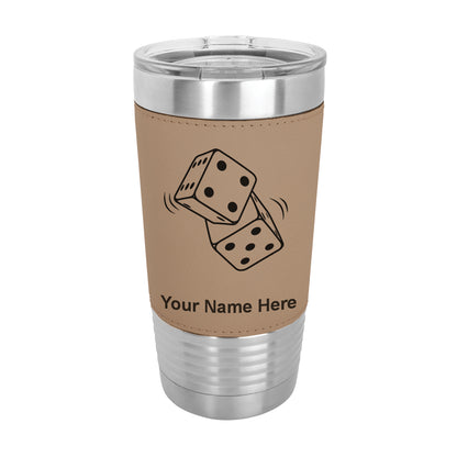20oz Faux Leather Tumbler Mug, Pair of Dice, Personalized Engraving Included - LaserGram Custom Engraved Gifts