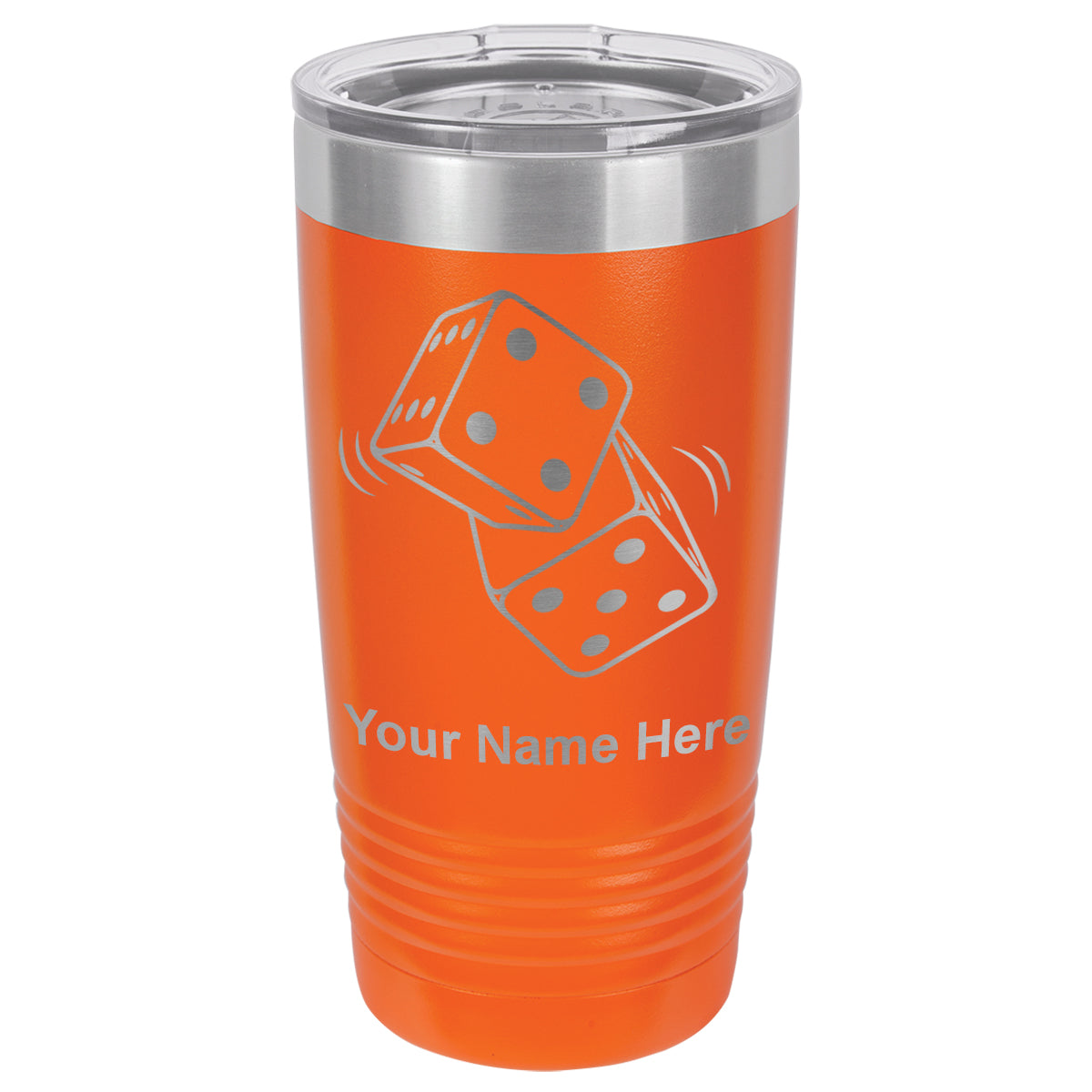 20oz Vacuum Insulated Tumbler Mug, Pair of Dice, Personalized Engraving Included