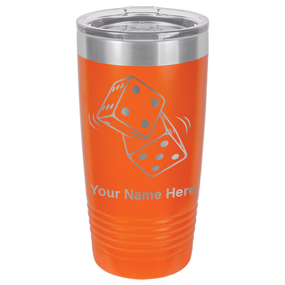 20oz Vacuum Insulated Tumbler Mug, Pair of Dice, Personalized Engraving Included
