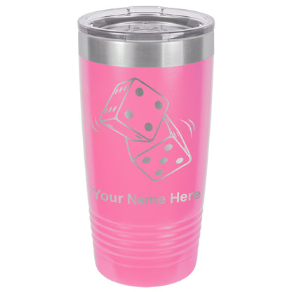 20oz Vacuum Insulated Tumbler Mug, Pair of Dice, Personalized Engraving Included
