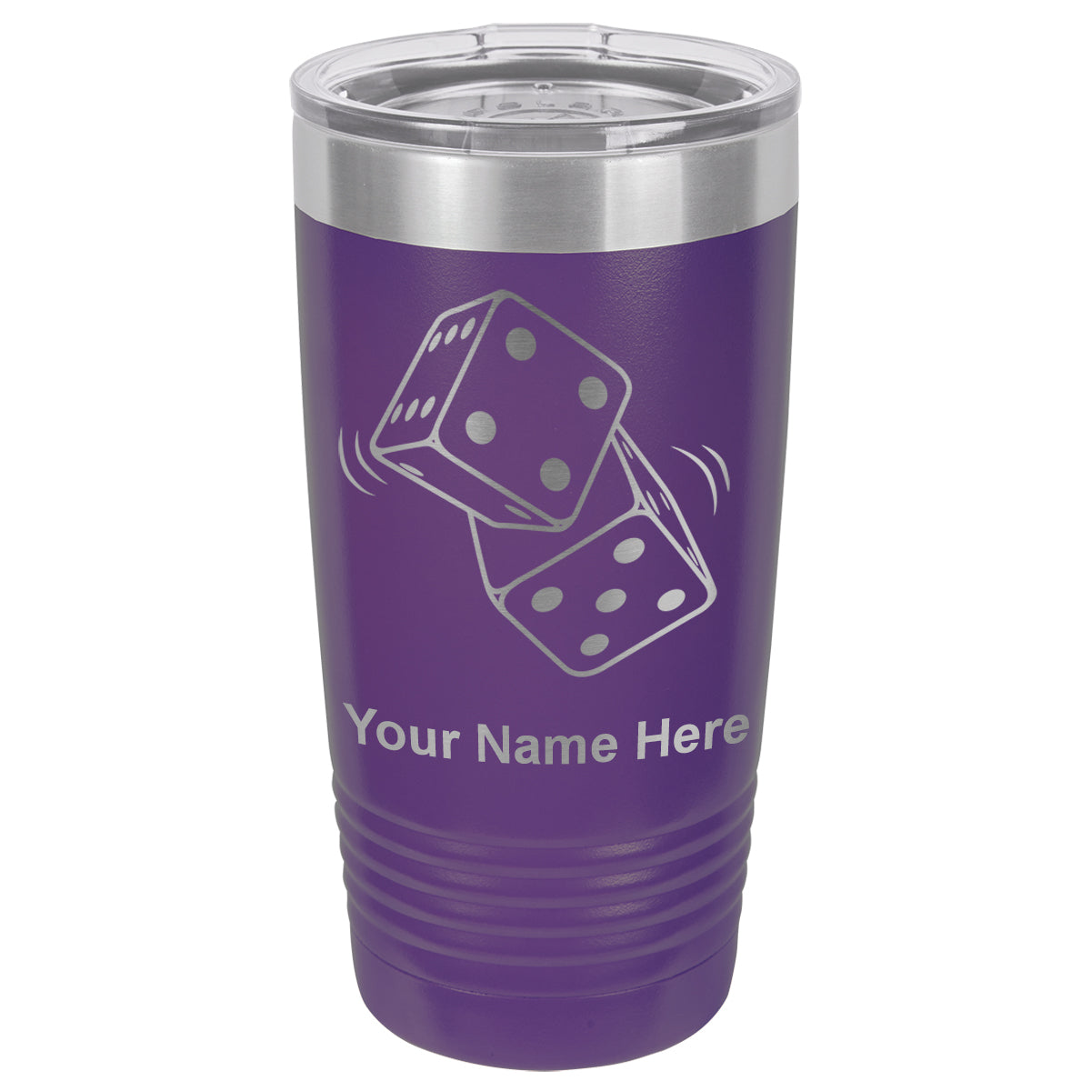 20oz Vacuum Insulated Tumbler Mug, Pair of Dice, Personalized Engraving Included