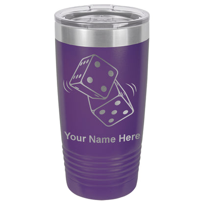 20oz Vacuum Insulated Tumbler Mug, Pair of Dice, Personalized Engraving Included