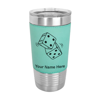 20oz Faux Leather Tumbler Mug, Pair of Dice, Personalized Engraving Included - LaserGram Custom Engraved Gifts