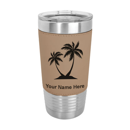 20oz Faux Leather Tumbler Mug, Palm Trees, Personalized Engraving Included - LaserGram Custom Engraved Gifts