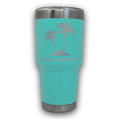 LaserGram 30oz Tumbler Mug, Palm Trees, Personalized Engraving Included