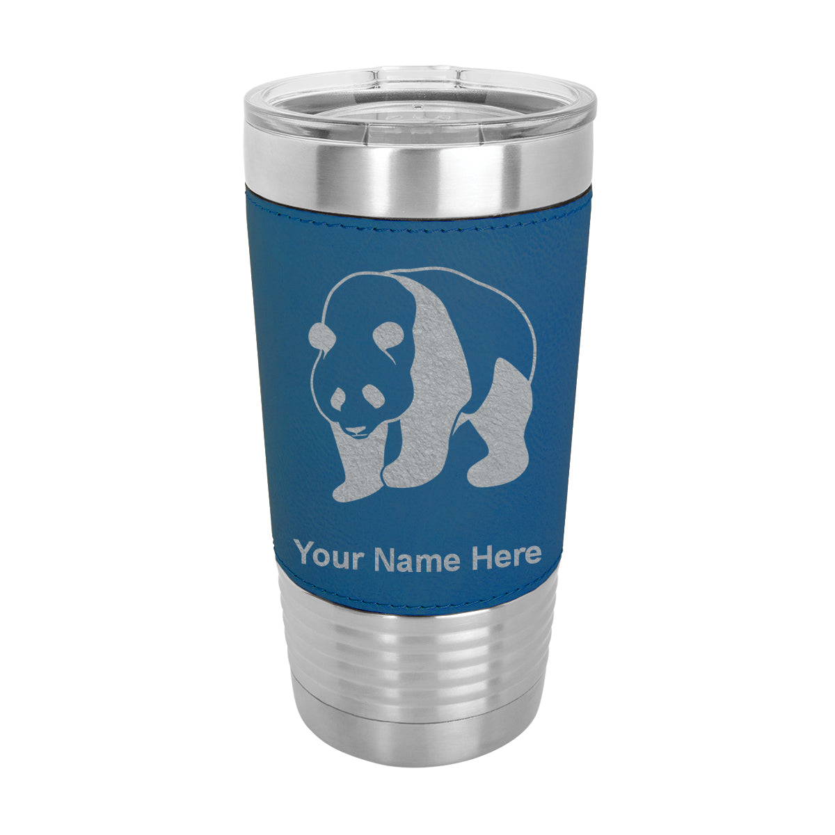 20oz Faux Leather Tumbler Mug, Panda Bear, Personalized Engraving Included - LaserGram Custom Engraved Gifts