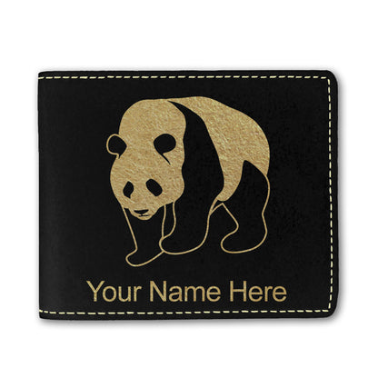 Faux Leather Bi-Fold Wallet, Panda Bear, Personalized Engraving Included