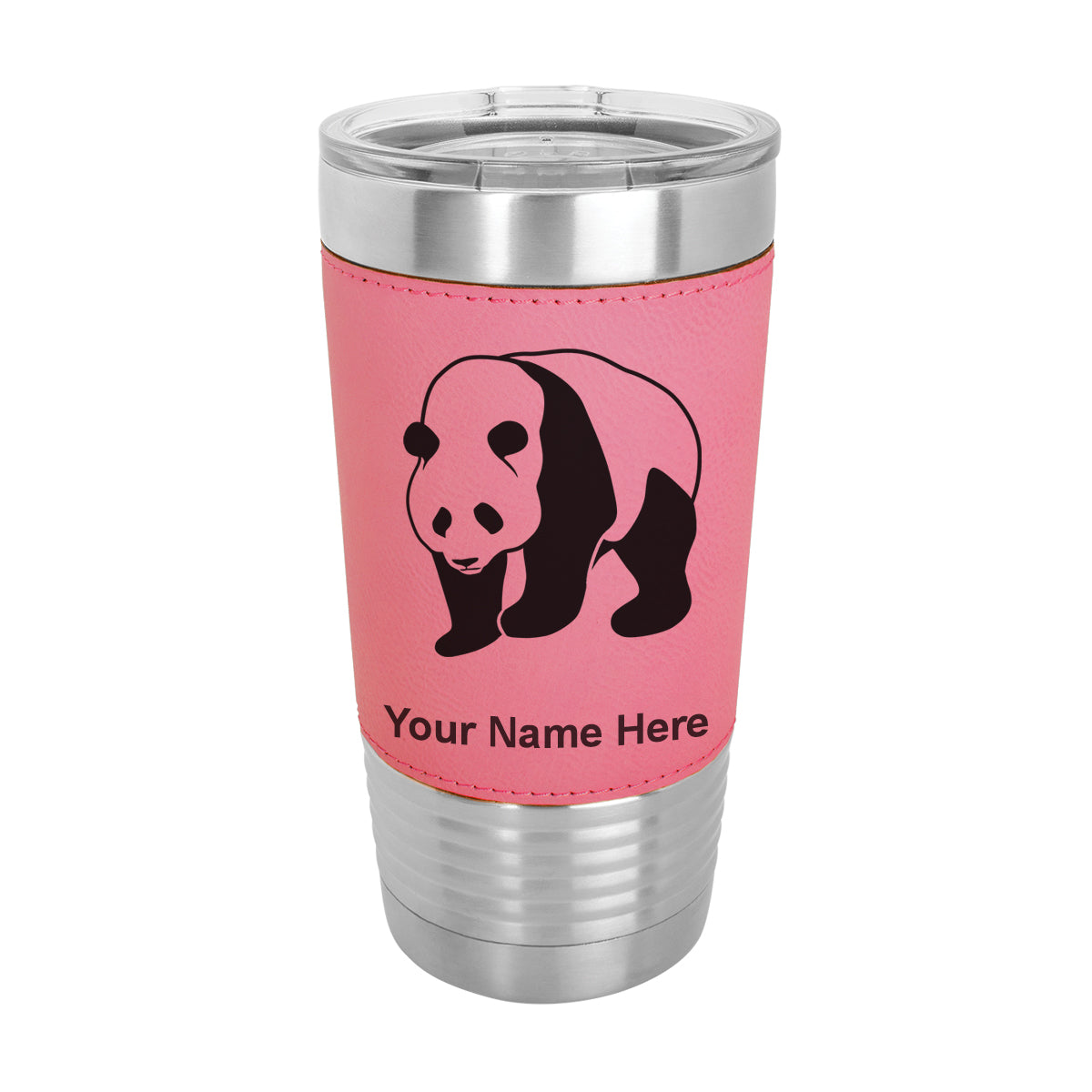 20oz Faux Leather Tumbler Mug, Panda Bear, Personalized Engraving Included - LaserGram Custom Engraved Gifts