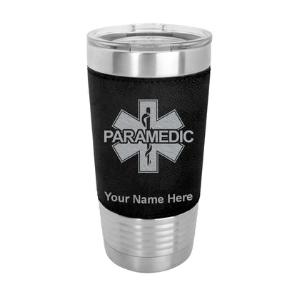 20oz Faux Leather Tumbler Mug, Paramedic, Personalized Engraving Included - LaserGram Custom Engraved Gifts