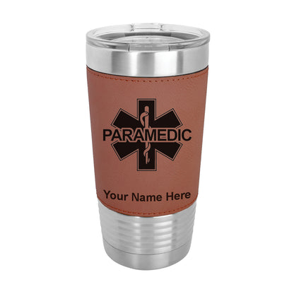 20oz Faux Leather Tumbler Mug, Paramedic, Personalized Engraving Included - LaserGram Custom Engraved Gifts