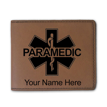 Faux Leather Bi-Fold Wallet, Paramedic, Personalized Engraving Included