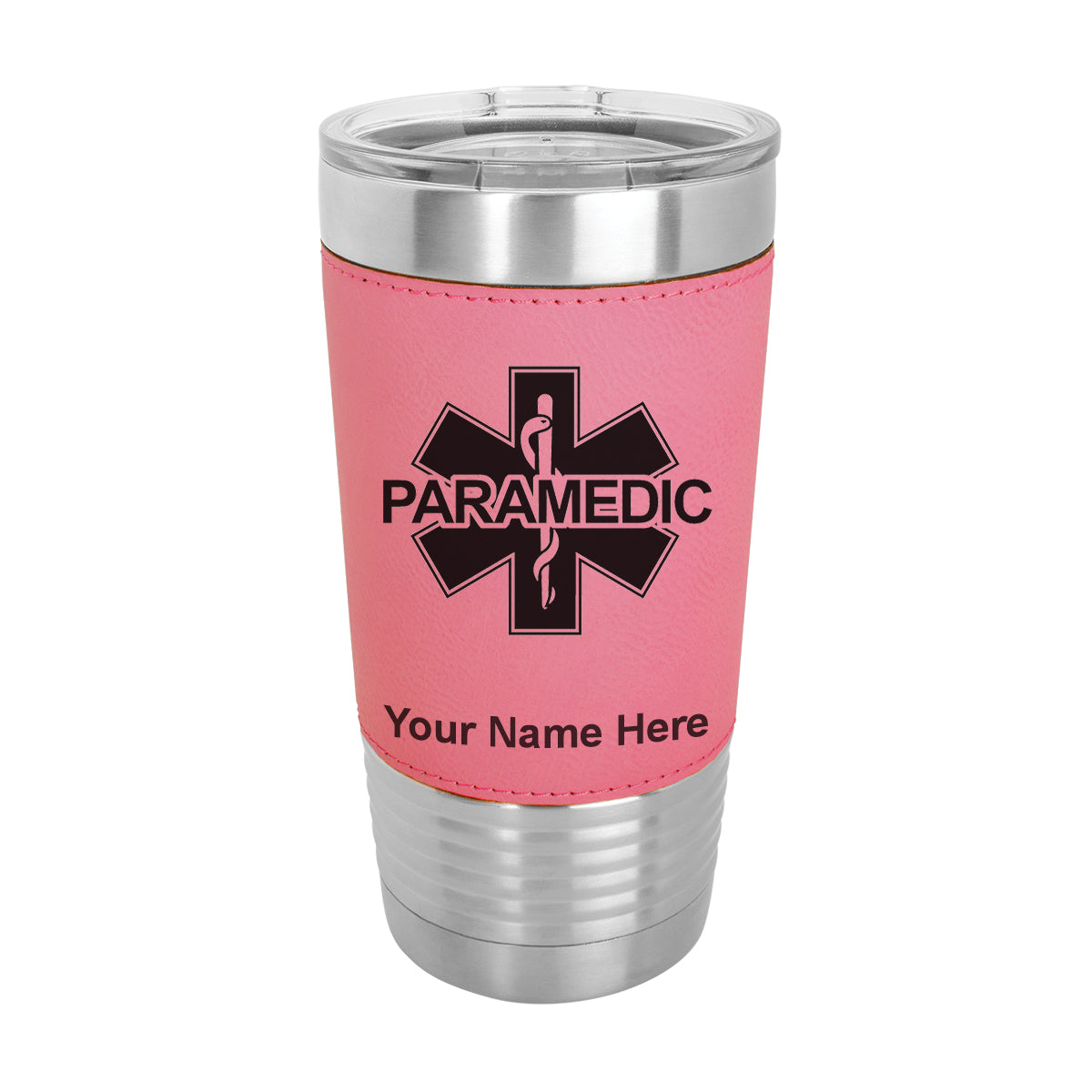 20oz Faux Leather Tumbler Mug, Paramedic, Personalized Engraving Included - LaserGram Custom Engraved Gifts