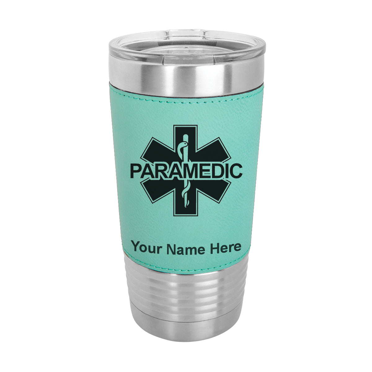 20oz Faux Leather Tumbler Mug, Paramedic, Personalized Engraving Included - LaserGram Custom Engraved Gifts