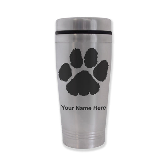 Commuter Travel Mug, Paw Print, Personalized Engraving Included