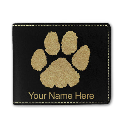 Faux Leather Bi-Fold Wallet, Paw Print, Personalized Engraving Included