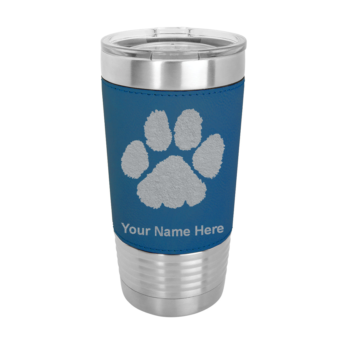 20oz Faux Leather Tumbler Mug, Paw Print, Personalized Engraving Included - LaserGram Custom Engraved Gifts