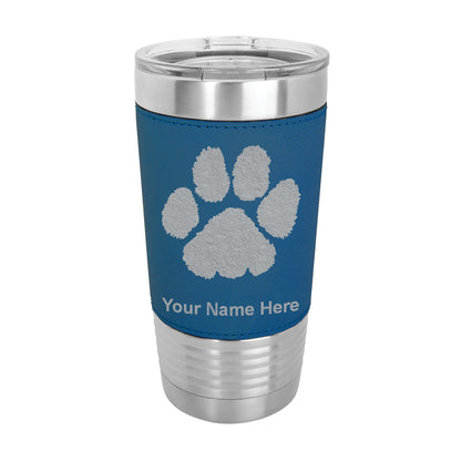 20oz Faux Leather Tumbler Mug, Paw Print, Personalized Engraving Included - LaserGram Custom Engraved Gifts