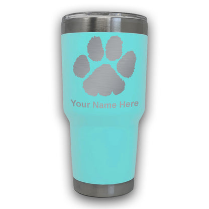 LaserGram 30oz Tumbler Mug, Paw Print, Personalized Engraving Included