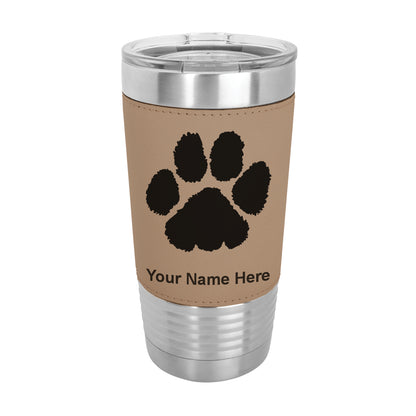 20oz Faux Leather Tumbler Mug, Paw Print, Personalized Engraving Included - LaserGram Custom Engraved Gifts