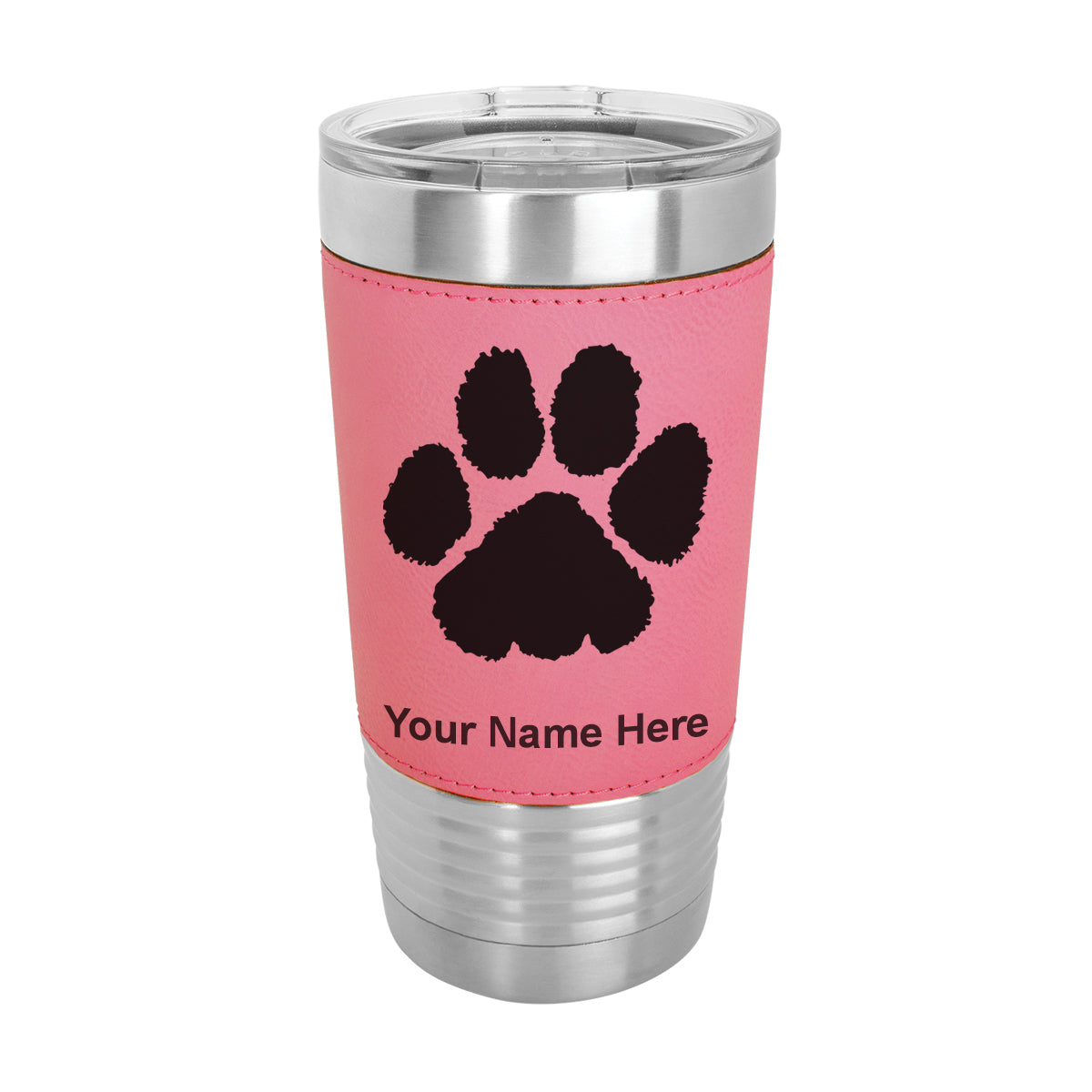 20oz Faux Leather Tumbler Mug, Paw Print, Personalized Engraving Included - LaserGram Custom Engraved Gifts
