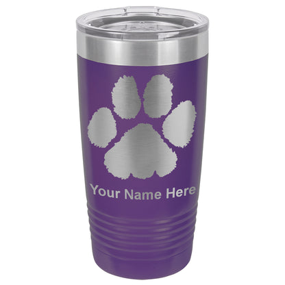 20oz Vacuum Insulated Tumbler Mug, Paw Print, Personalized Engraving Included