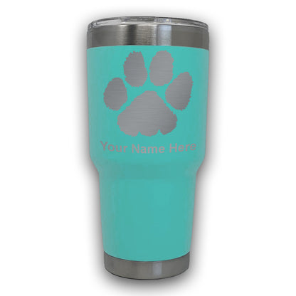 LaserGram 30oz Tumbler Mug, Paw Print, Personalized Engraving Included
