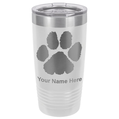 20oz Vacuum Insulated Tumbler Mug, Paw Print, Personalized Engraving Included
