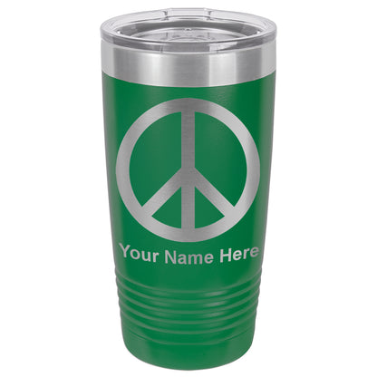 20oz Vacuum Insulated Tumbler Mug, Peace Sign, Personalized Engraving Included